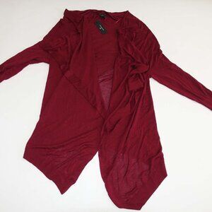 Worthington Women's Long Tunic Open Front Cardigan Sweater XL NWT Red X-Large